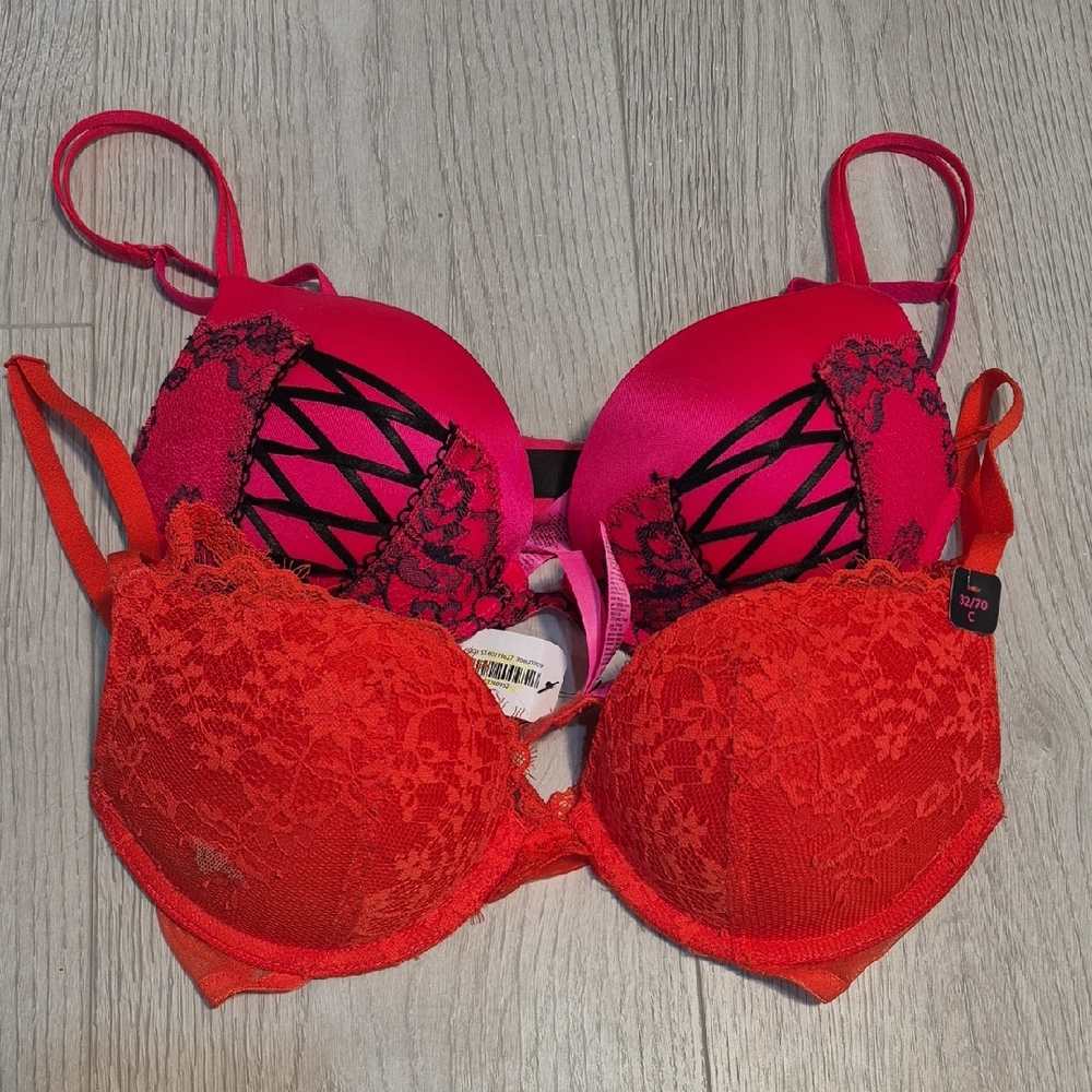 La SENZA Red and Pink Lace Bras